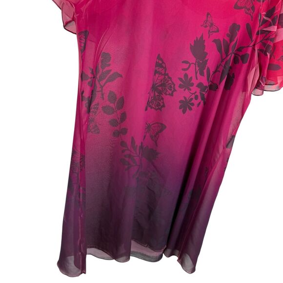 Daniel Benjamin Sheer Tunic Butterfly Blouse Fairy Y2K Sheer Womens Size Large - Picture 3 of 6